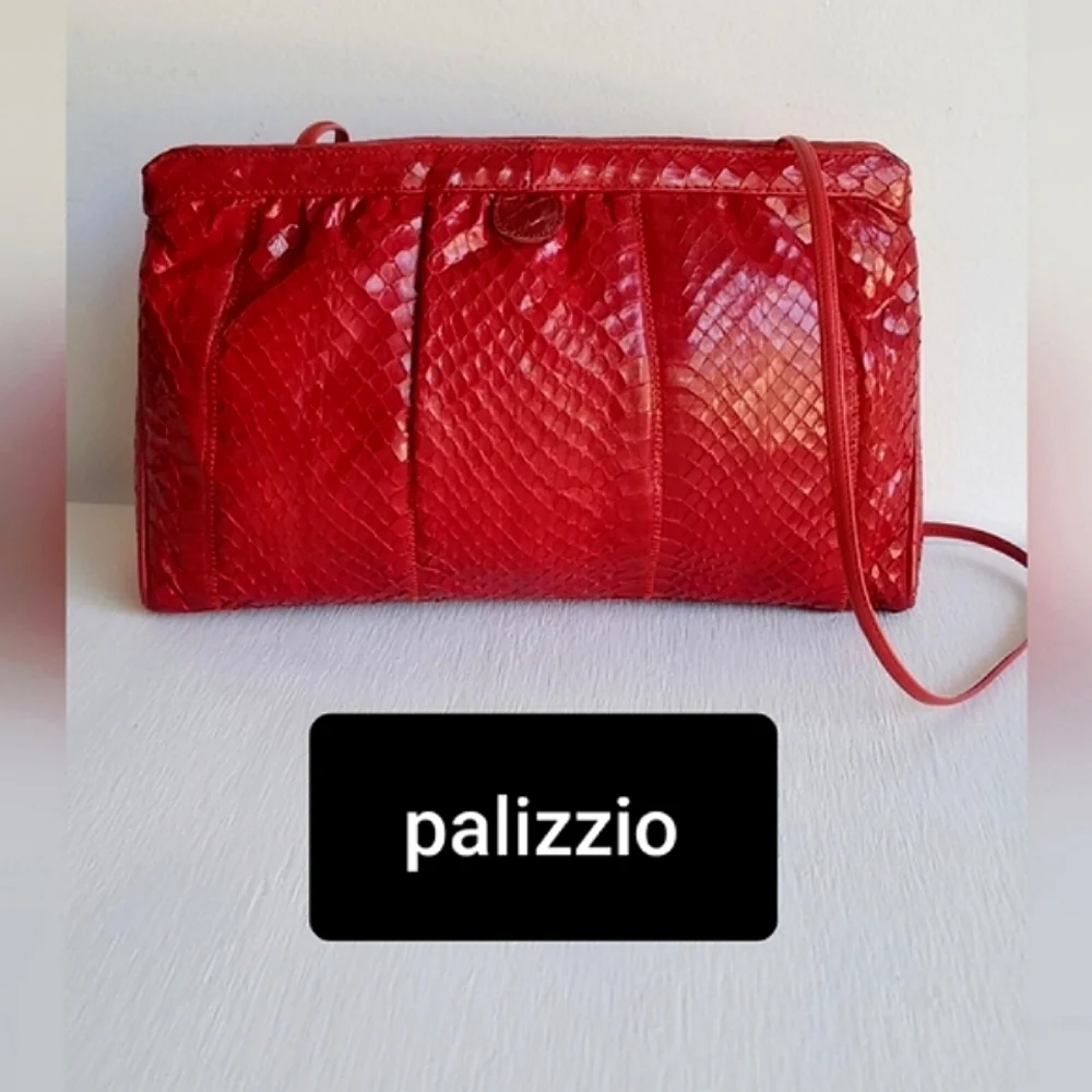 Vintage Palizzio Genuine Leather & Snakeskin Crossbody Hand Bag ⭐️⭐️ - Picture 1 of 16